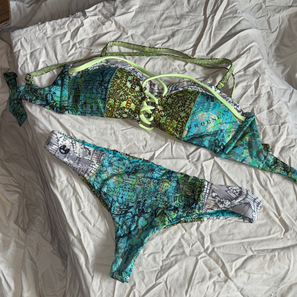 Maaji Teal and Green Patterned Swimwear